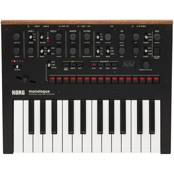 Korg Monologue BK sintetizzatore analogico monofonico a 25 tasti con filtro Korg35 e sequencer a 16 step