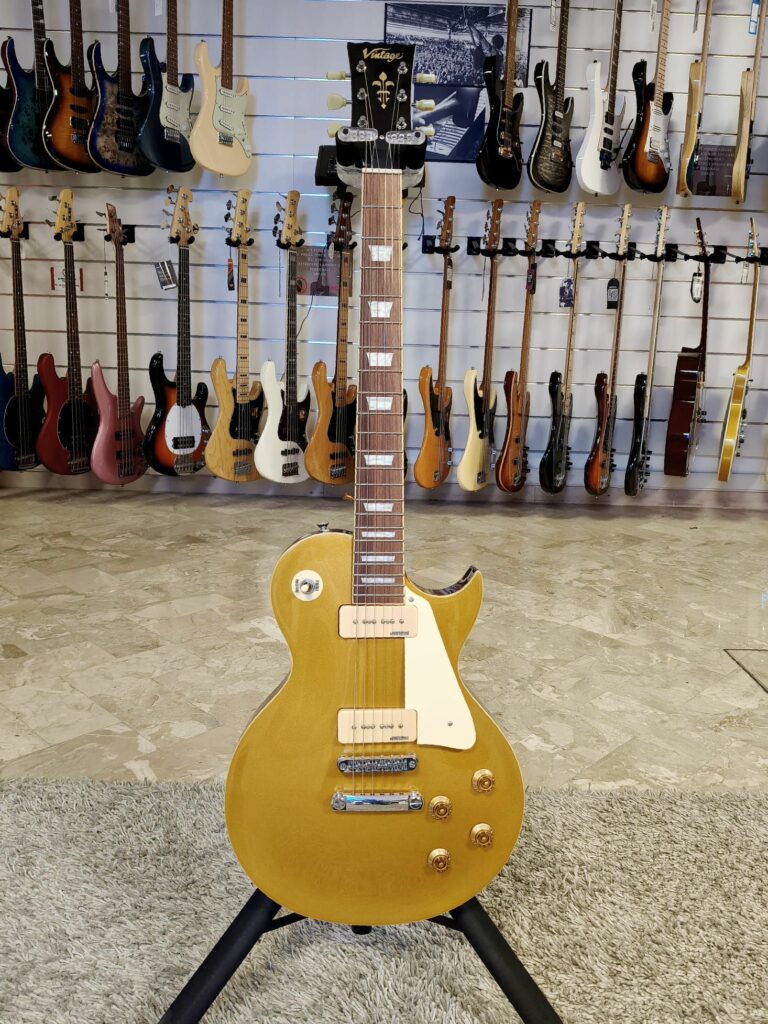 Vintage V100 Les Paul Reissued Gold Top P90