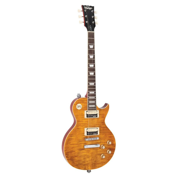Vintage V100AFD Reissued Flamed Amber – Chitarra Elettrica | Possibilità di permuta
